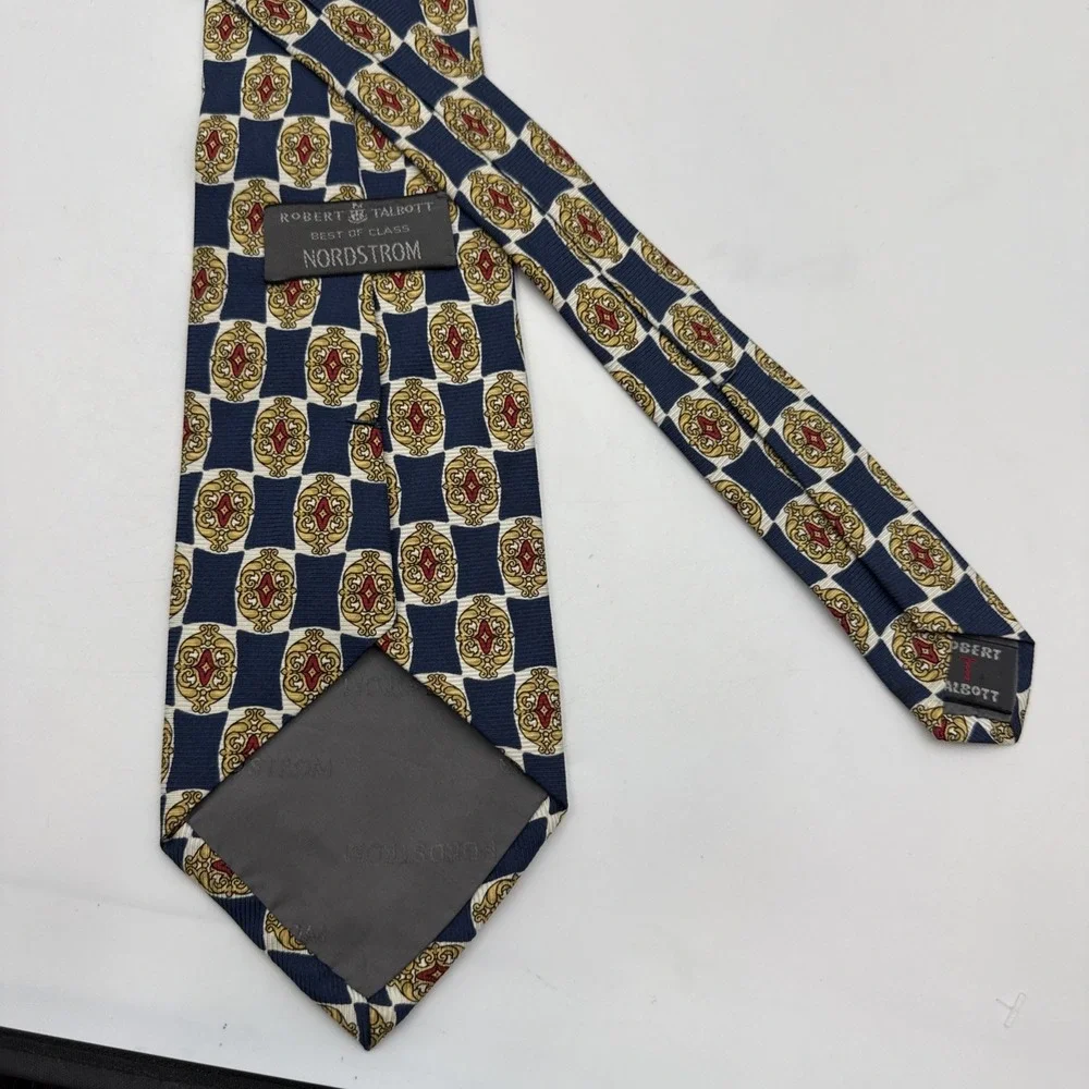 Robert Talbott Best Of Class Nordstrom Tie Blue Gold Heraldic Medalion USA 58
